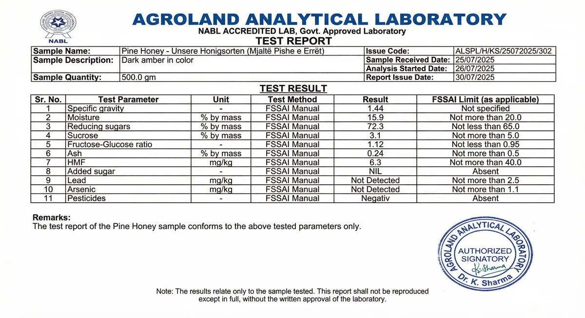 Raport mjaltë pishë – 2025