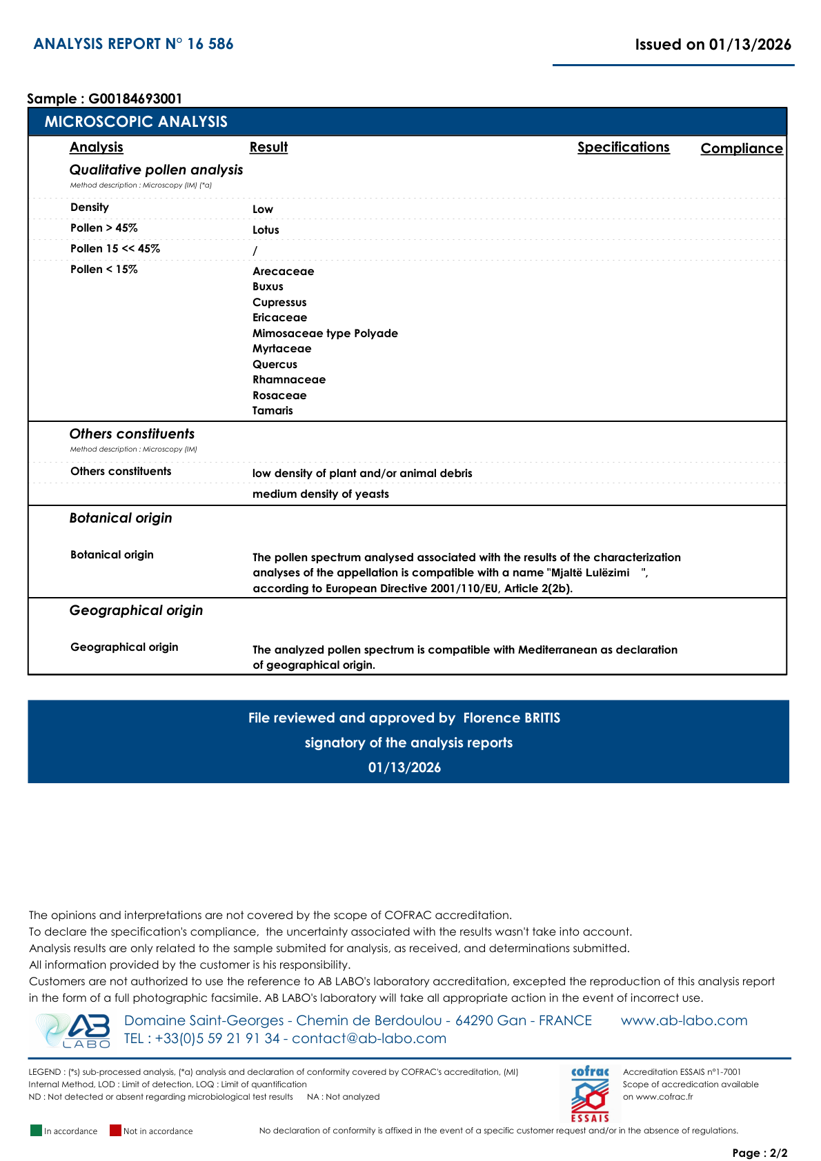 Raport COFRAC Mjaltë Lulëzimi, faqe 2