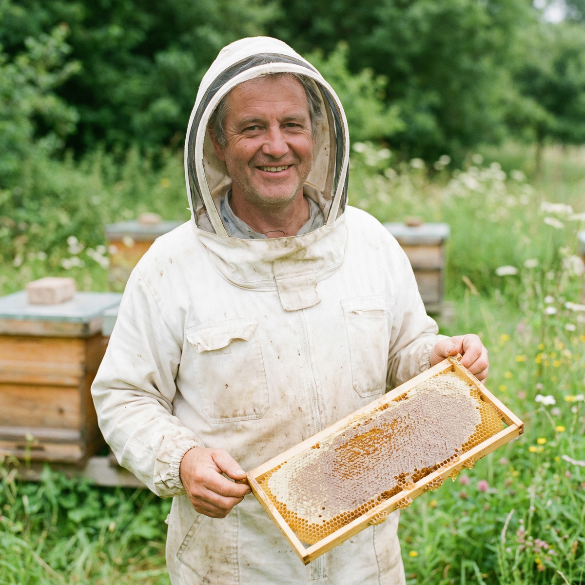 Imker mit Honigwabe